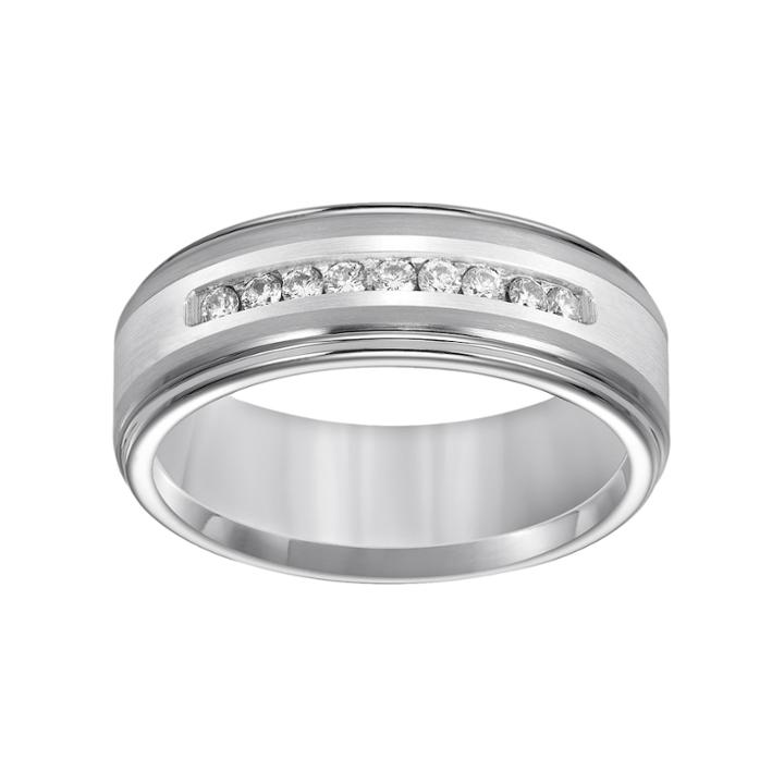 Lovemark Tungsten And Sterling Silver 1/4-ct. T.w. Diamond Men's Wedding Band, Size: 12, White
