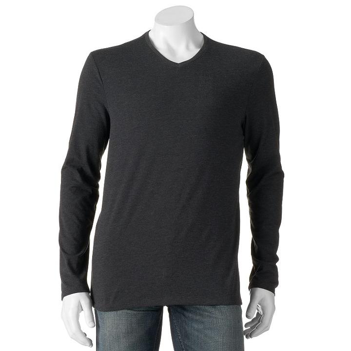 Men's Apt. 9&reg; V-neck Tee, Size: Large, Dark Grey