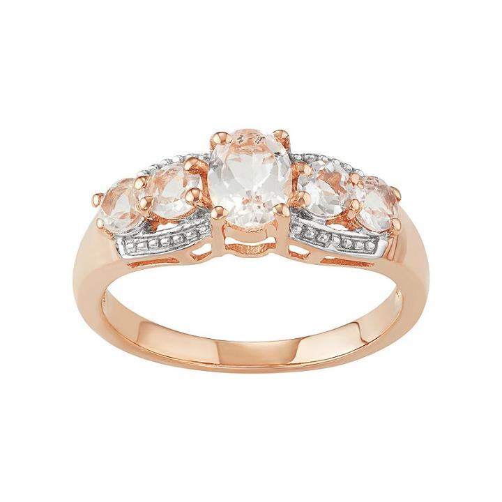 Journee Collection 14k Rose Gold Over Silver Morganite 5-stone Ring, Women's, Size: 6, Pink