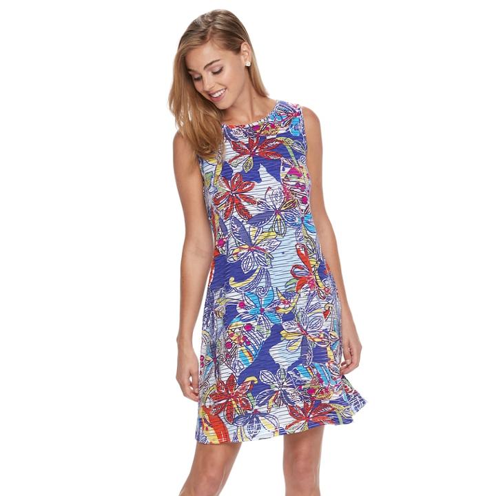 Women's Ronni Nicole Textured Floral Shift Dress, Size: 6, Blue (navy)