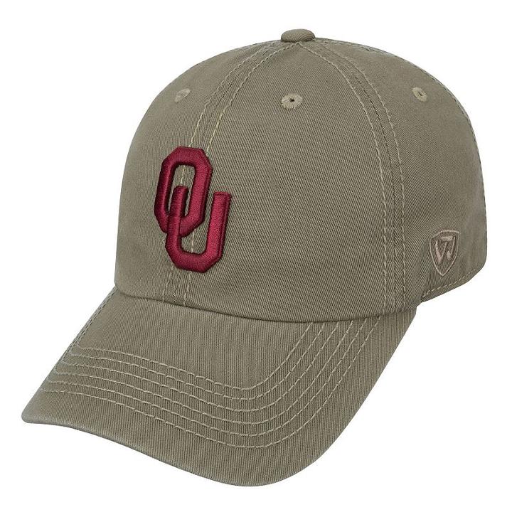 Adult Top Of The World Oklahoma Sooners Crew Adjustable Cap, Men's, Beig/green (beig/khaki)