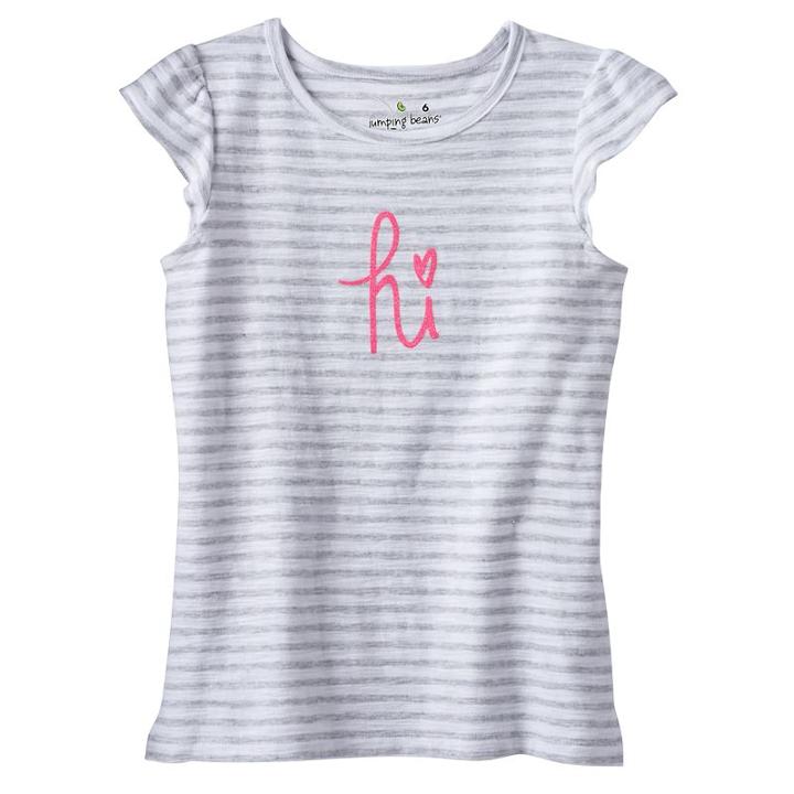 Girls 4-10 Jumping Beans&reg; Striped Glitter Tee, Girl's, Size: 7, Light Grey