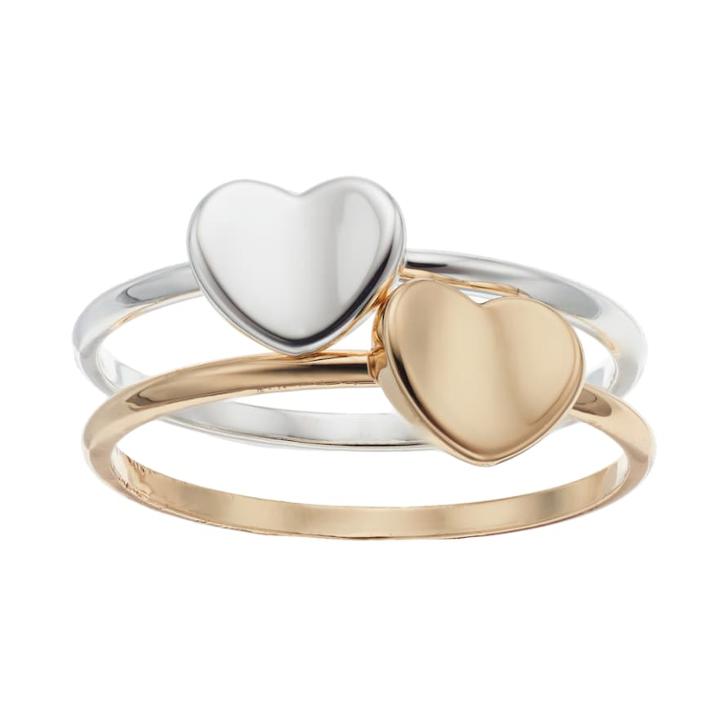 Lc Lauren Conrad Heart Ring Set, Women's, Multicolor