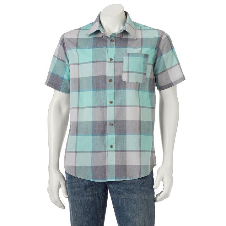 Men's Ocean Current Fuman Plaid Button-down Shirt, Size: Small, Brt Green