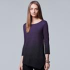 Women's Simply Vera Vera Wang Ombre Asymmetrical Crewneck Sweater, Size: Large, Drk Purple