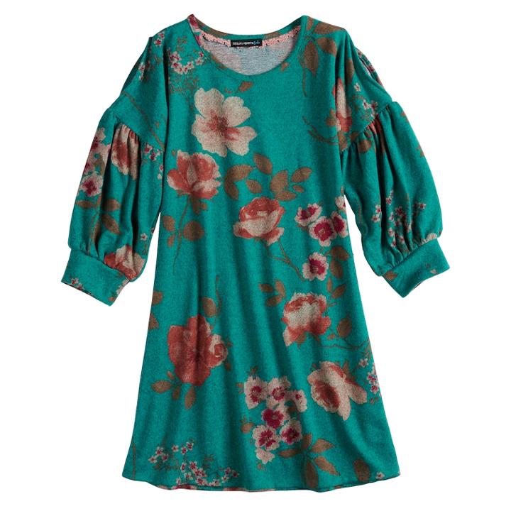Girls 7-16 My Michelle Floral Swing Dress, Size: 16, Turquoise/blue (turq/aqua)
