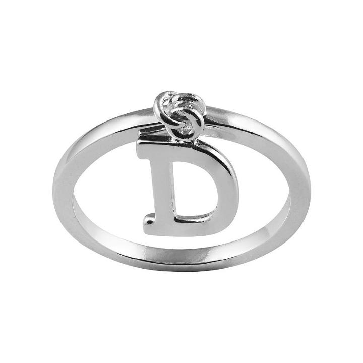 Sterling Silver Dangle Initial Ring, Women's, Size: 8