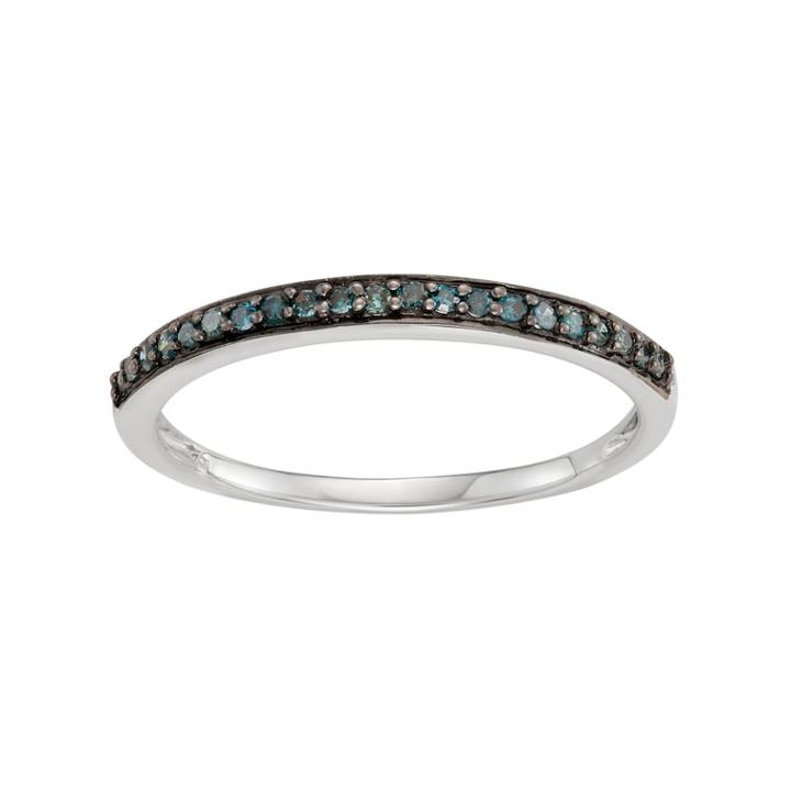 14k White Gold 1/10 Carat T.w. Blue Diamond Stack Ring, Women's, Size: 7