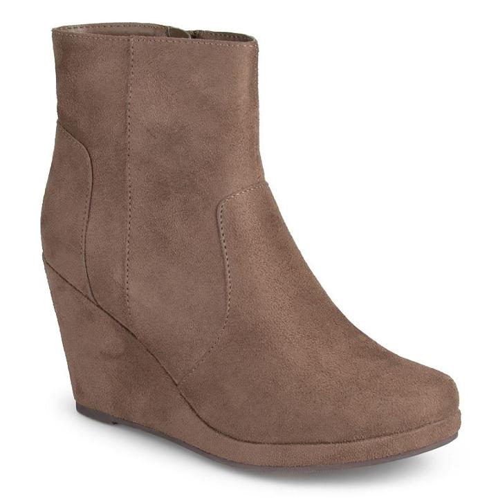 Journee Collection Koala Women's Faux Suede Wedge Booties, Girl's, Size: 11, Beig/green (beig/khaki)