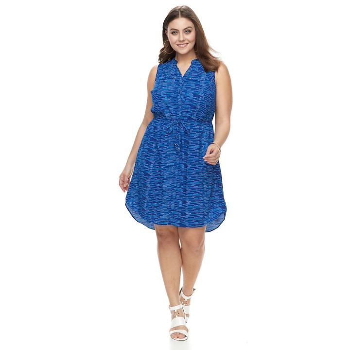 Plus Size Apt. 9&reg; Drawstring Shirtdress, Women's, Size: 2xl, Blue