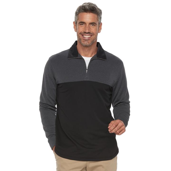 Men's Haggar In-motion Classic-fit Stretch Quarter-zip Pullover, Size: Medium, Med Grey