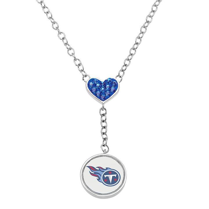 Tennessee Titans Crystal Heart & Logo Y Necklace, Women's, Size: 18, Blue