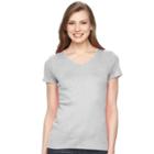 Women's Croft & Barrow&reg; Essential V-neck Tee, Size: Xl, Med Grey