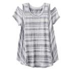 Girls 7-16 So&reg; Cold Shoulder Short Sleeve Curved Hem Tee, Girl's, Size: 7-8, Dark Grey
