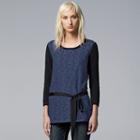 Women's Simply Vera Vera Wang Lace Scoopneck Sweater, Size: Medium, Blue