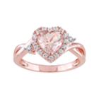 Stella Grace Rose Gold Tone Sterling Silver Morganite & Lab-created White Sapphire Heart Ring, Women's, Size: 5, Pink