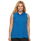 Plus Size Dana Buchman Pintuck Striped Blouse, Women's, Size: 1xl, Blue (navy)