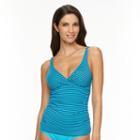 Women's Apt. 9&reg; Striped Twist-front Tankini Top, Size: Small, Med Blue