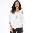 Women's Ab Studio Cold-shoulder Popover Top, Size: Small, White Oth