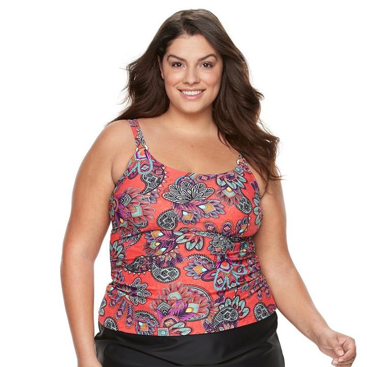 Plus Size Croft & Barrow&reg; D-cup Tankini Top, Women's, Size: 22 W, Med Red