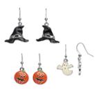 Witch's Hat, Ghost & Jack-o'-lantern Halloween Earring Set, Women's, Multicolor