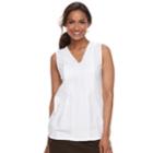 Women's Croft & Barrow&reg; Pintuck Crochet-trim Tank, Size: Xl, Natural