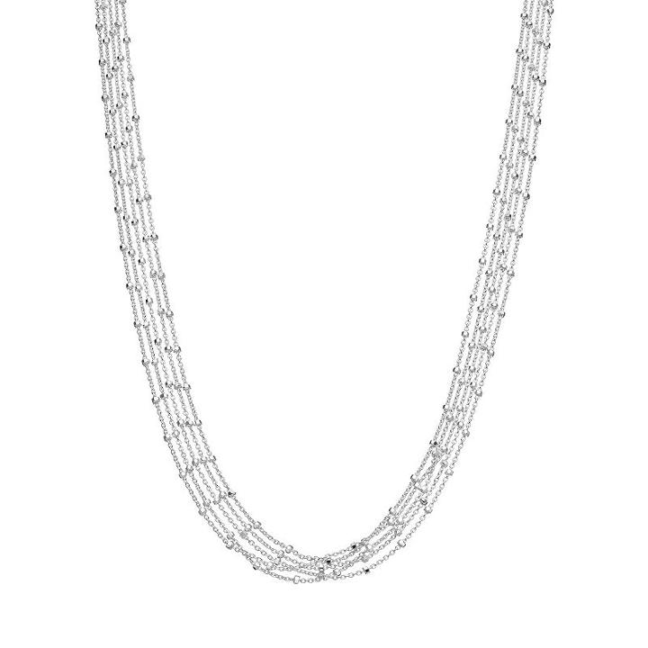Sterling Silver Beaded Rolo Chain Multistrand Necklace, Women's, Size: 17