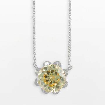 Siri Usa By Tjm Sterling Silver Canary And White Cubic Zirconia Necklace, Women's, Size: 18, Yellow