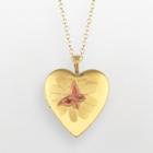 14k Gold Over Silver Butterfly Flower Heart Locket, Women's, Size: 18, Grey