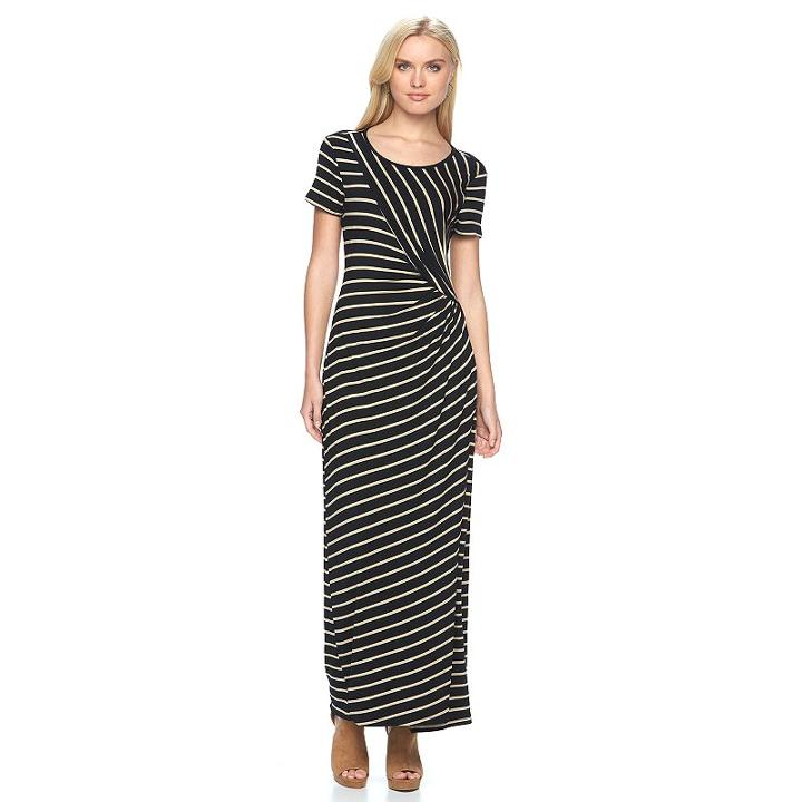 Women's Apt. 9&reg; Ruched Striped Maxi Dress, Size: Large, Other Clrs