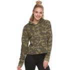 Juniors' Cropped Camo Hoodie, Teens, Size: Large, Green