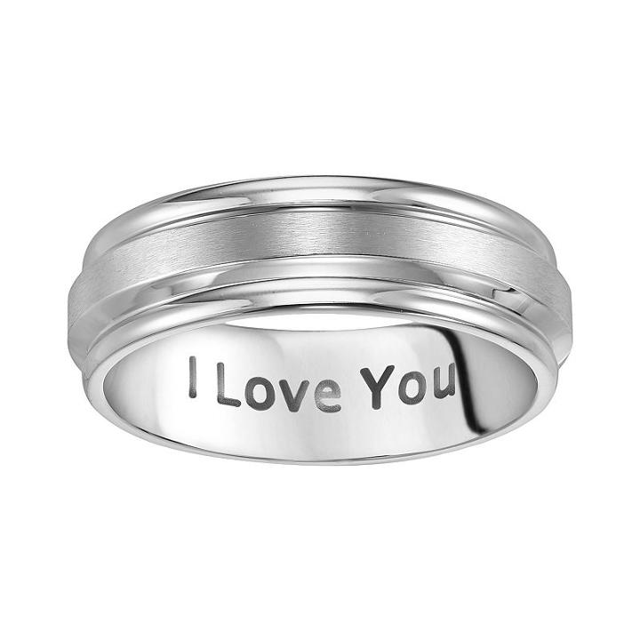 Cherish Always Stainless Steel I Love You Wedding Band - Men, Size: 12, Grey