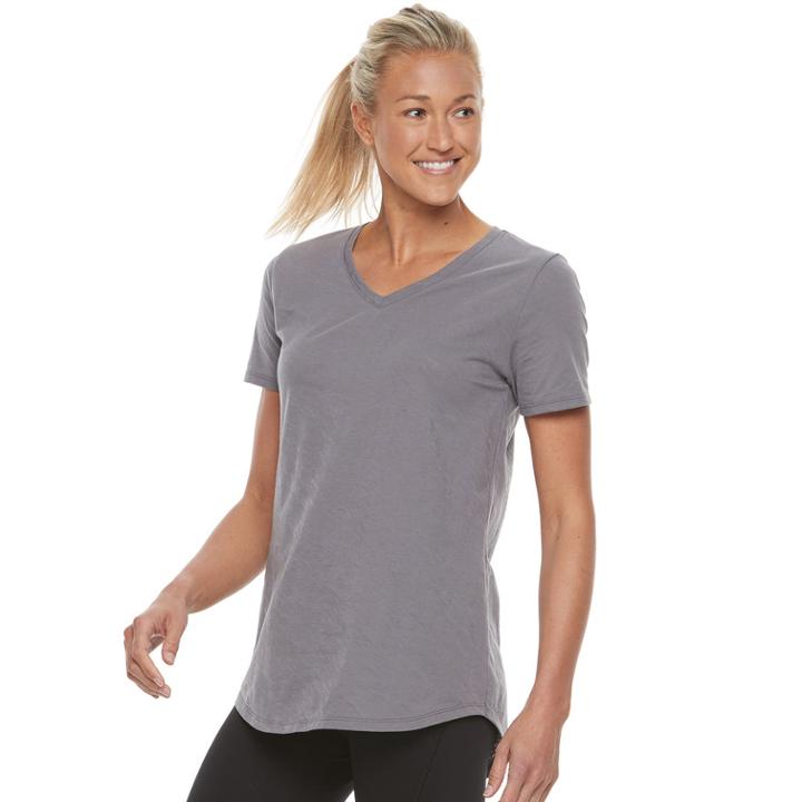 Women's Tek Gear&reg; Easy Burnout V-neck Yoga Tee, Size: M Tall, Turquoise/blue (turq/aqua)