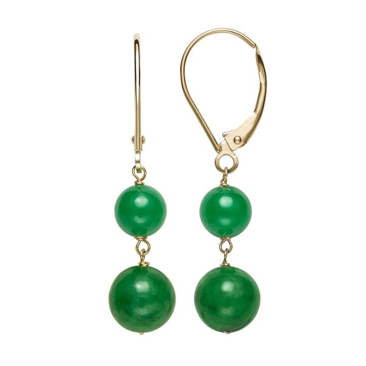 14k Gold Jade Leverback Drop Earrings, Women's, Green