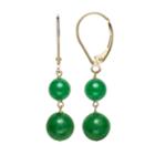 14k Gold Jade Leverback Drop Earrings, Women's, Green