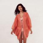 Women's Lc Lauren Conrad Beach Shop Kimono Cover-up, Size: L-xl, Lt Orange