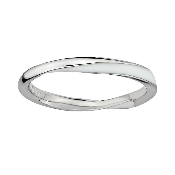 Stacks And Stones Sterling Silver White Enamel Twist Stack Ring, Women's, Size: 8, Grey