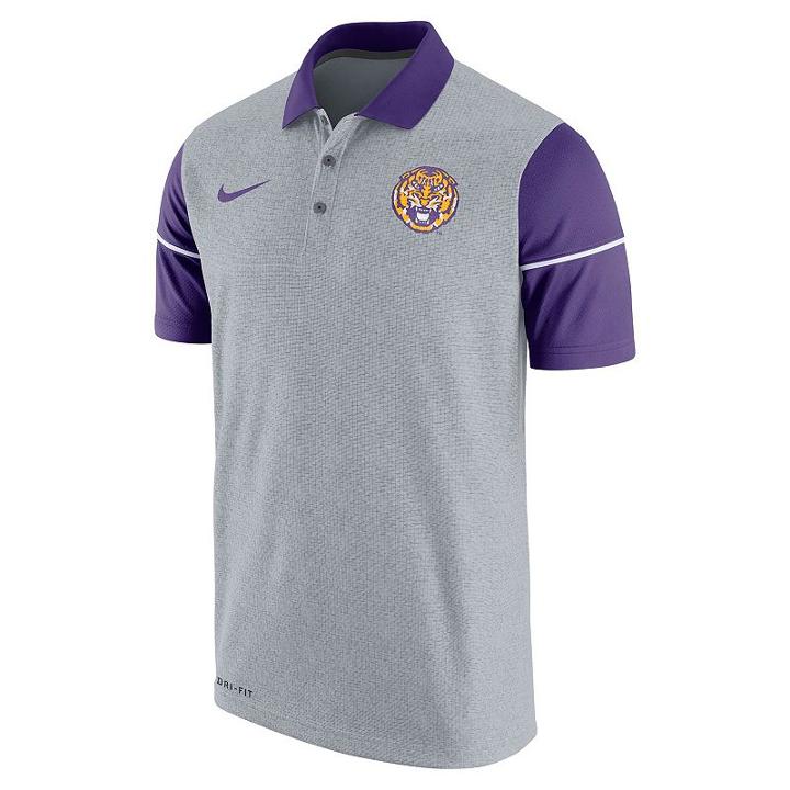 Men's Nike Lsu Tigers Sideline Dri-fit Polo, Size: Xxl, Grey