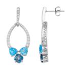 Sterling Silver Blue Topaz & Cubic Zirconia Drop Earrings, Women's