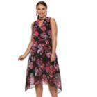 Plus Size Jennifer Lopez Choker Neck Surplice Dress, Women's, Size: 3xl, Black