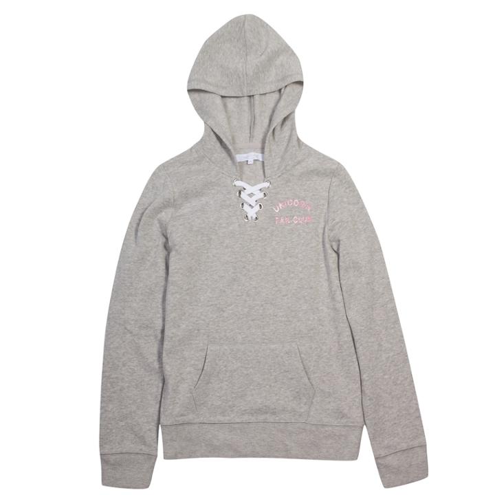 Girls 7-16 Harper & Elliot Lace-up Neck Hoodie, Size: Medium, Light Grey