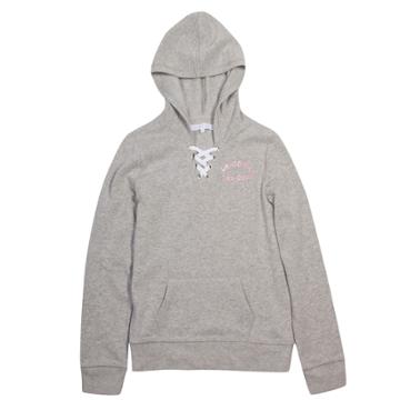 Girls 7-16 Harper & Elliot Lace-up Neck Hoodie, Size: Medium, Light Grey