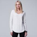 Women's Simply Vera Vera Wang Textured Scoopneck Tee, Size: Large, White
