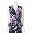 Women's Dana Buchman Pleated V-neck Tank, Size: Large, Purple Oth