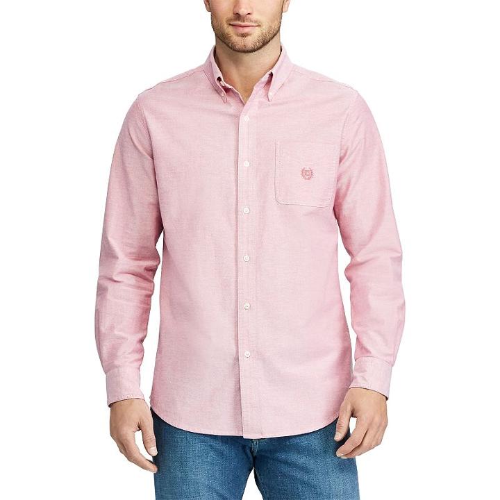 Men's Chaps Classic-fit Solid Oxford Stretch Button-down Shirt, Size: Large, Pink