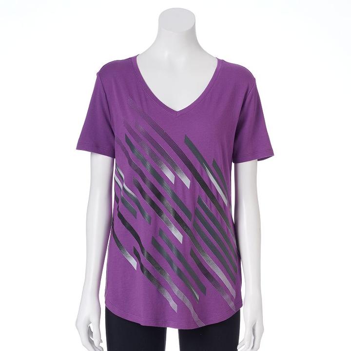 Tek Gear, Women's &reg; Dry Tek V-neck Tee, Size: Large, Brt Purple