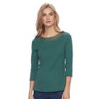 Women's Croft & Barrow&reg; Crochet Top, Size: Medium, Dark Green