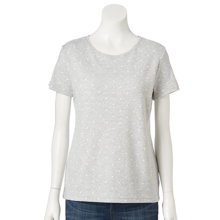 Women's Croft & Barrow&reg; Essential Crewneck Tee, Size: Xxl, Light Grey