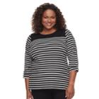 Plus Size Croft & Barrow&reg; Sleeve Lace Tee, Women's, Size: 1xl, Black