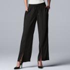 Women's Simply Vera Vera Wang Slit Wide-leg Pants, Size: Large, Black